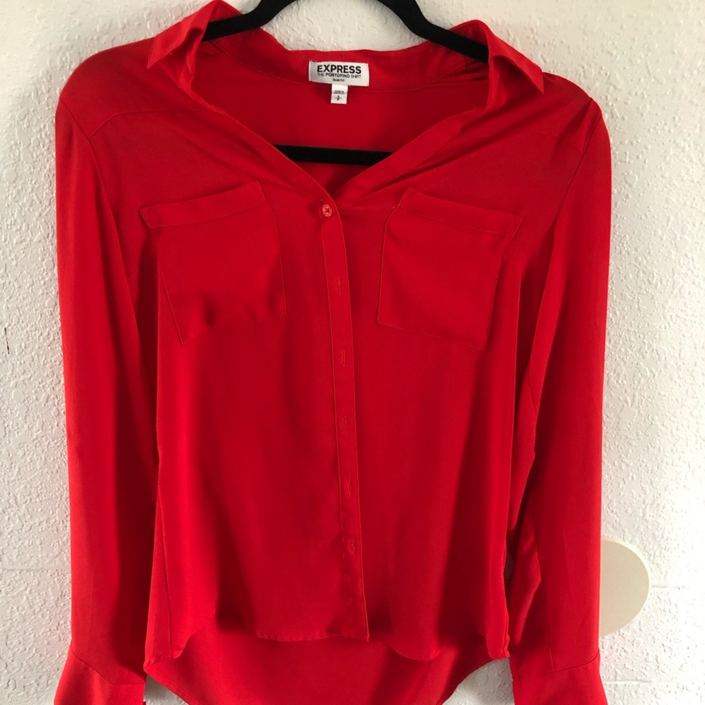 Red Express button up